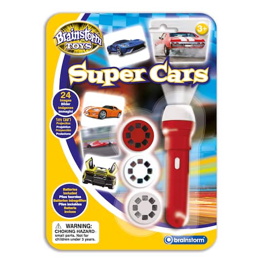 Brainstorm Toys Super Cars Flashlight &#x26; Projector With 24 Car Images